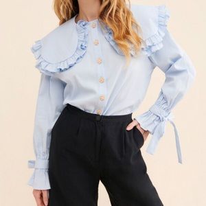 Sister Jane Oversized Collar Blouse Blue
